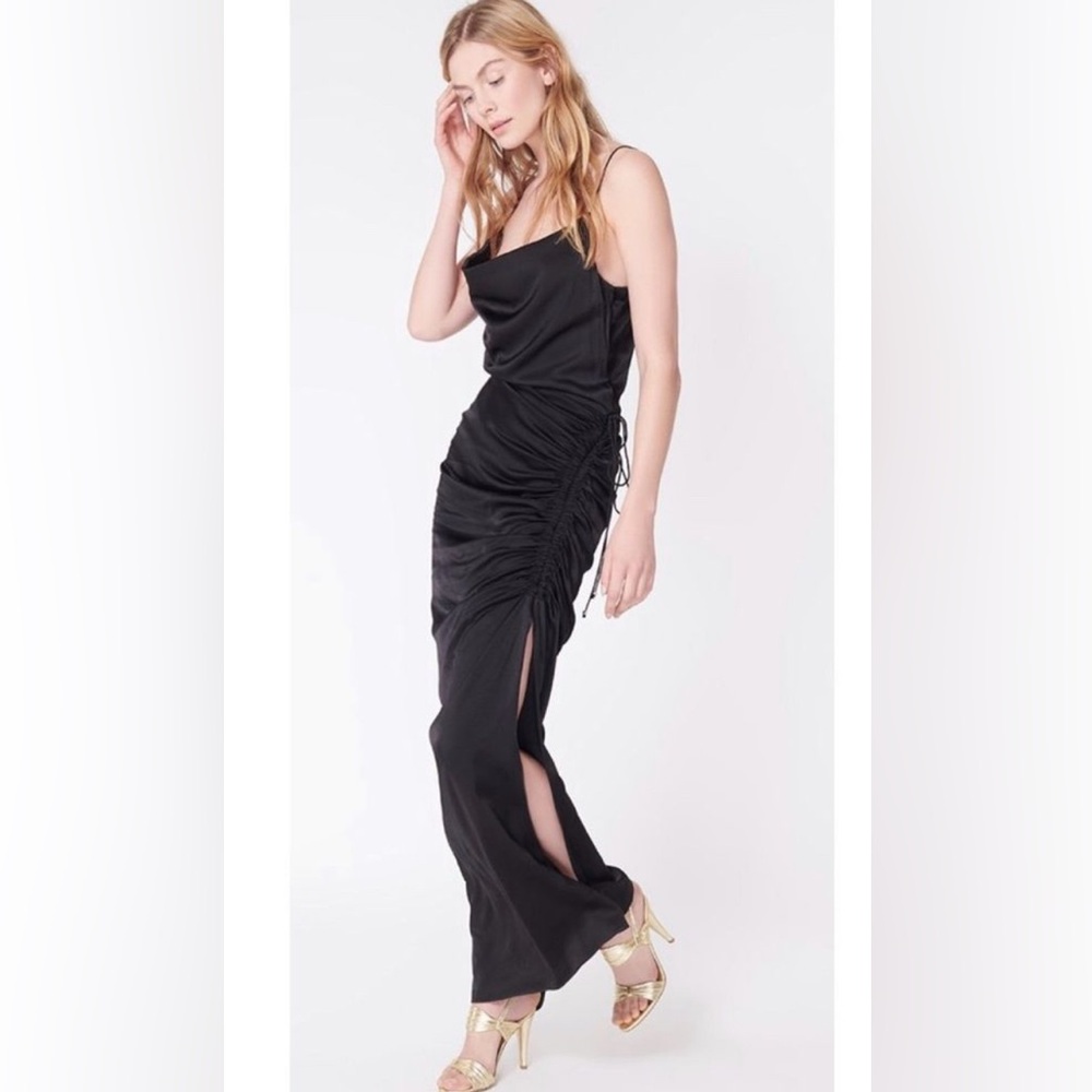 VERONICA BEARD Natasha Satin Draped Dress Black